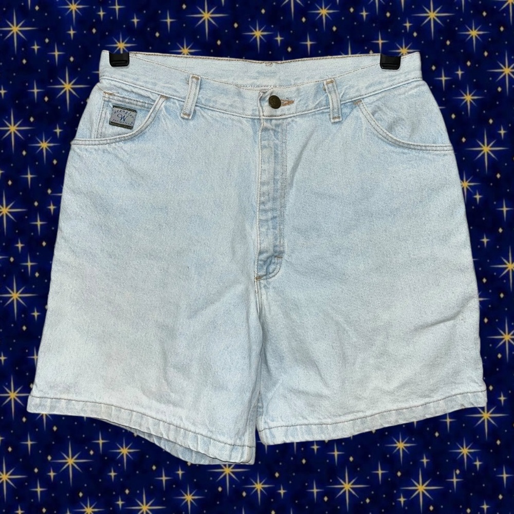 vintage 90s wrangler light wash denim jean shorts